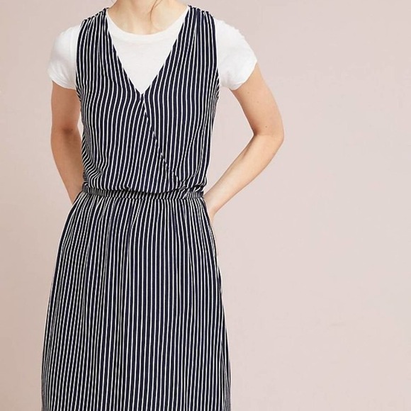 Anthro Sunday in Brooklyn Carine Blue Stripe Dress Size S Small - Picture 1 of 9